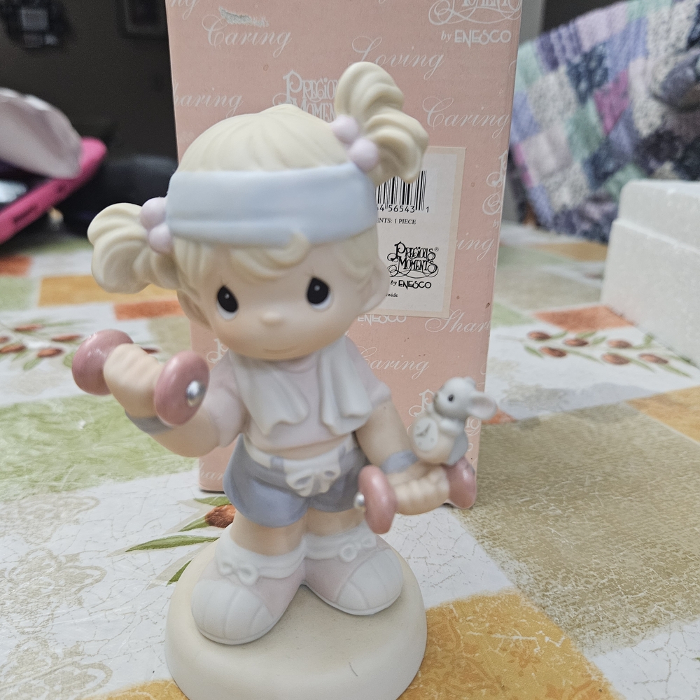 Precious Moments Fitness Figurine with Pink and Blue Details
